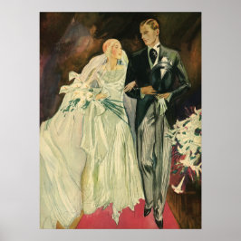  Art Deco Wedding Bride en Groom Passen getrouwd Poster