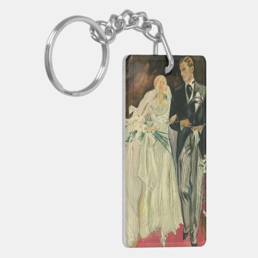  Art Deco Wedding Bride en Groom Passen getrouwd Sleutelhanger (Voorkant Links)