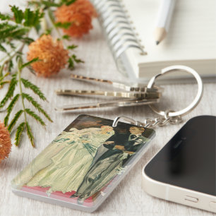  Art Deco Wedding Bride en Groom Passen getrouwd Sleutelhanger