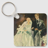  Art Deco Wedding Bride en Groom Passen getrouwd Sleutelhanger (Voorkant)