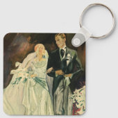  Art Deco Wedding Bride en Groom Passen getrouwd Sleutelhanger (Achterkant)