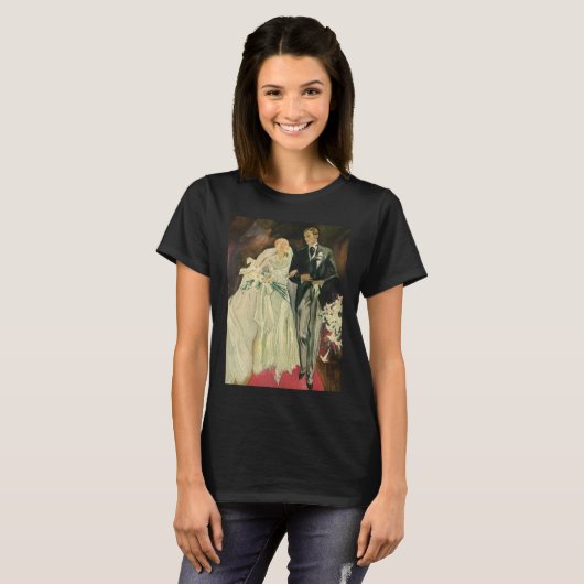  Art Deco Wedding Bride en Groom Passen getrouwd T-shirt (Voorkant volledig)