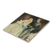  Art Deco Wedding Bride en Groom Passen getrouwd Tegeltje (Zijkant)