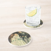 Art Deco Wedding Bride en Groom Passen getrouwd Zandsteen Onderzetter (Zijkant)