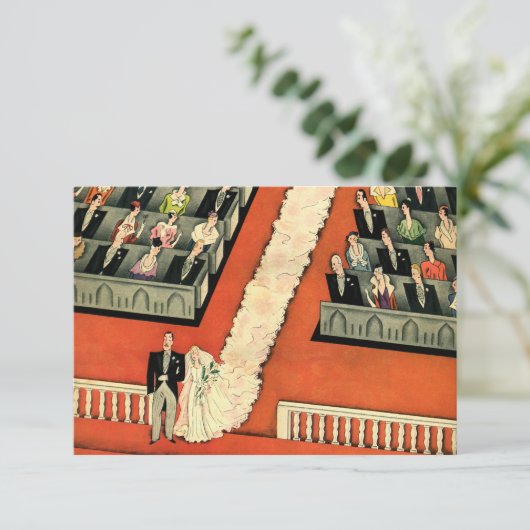  Art Deco Wedding, Bride en Groom RSVP (Staand voorkant)