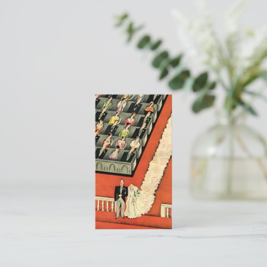  Art Deco Wedding, Bride en Groom RSVP Informatiekaartje (Staand voorkant)