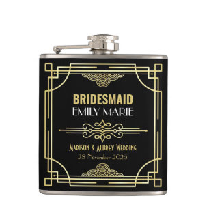 Art Deco Wedding Bridesmaid Gold Black Favor 1920 Heupfles