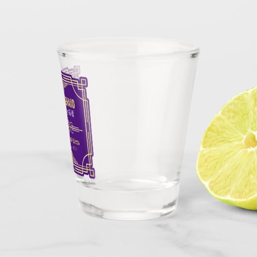 Art Deco Wedding Bridesmaid Gold Paarse Favor Shot Glas (Rechts)