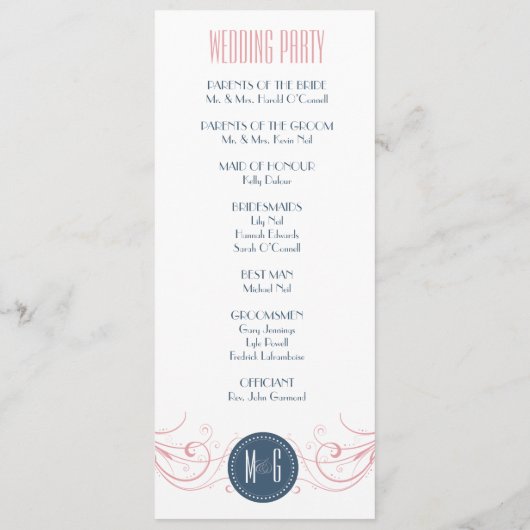 Art Deco Wedding Ceremony-programma Programmakaart (Achterkant)