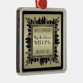 Art Deco Wedding Champagne Gold Gatsby Glamor Metalen Ornament (Rechts)