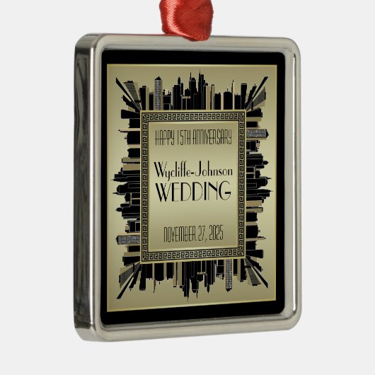 Art Deco Wedding Champagne Gold Gatsby Glamor Metalen Ornament (Rechts)