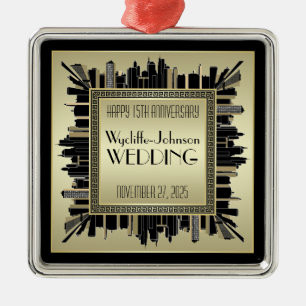 Art Deco Wedding Champagne Gold Gatsby Glamor Metalen Ornament