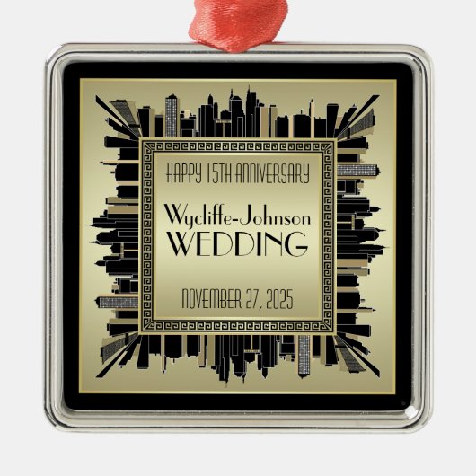 Art Deco Wedding Champagne Gold Gatsby Glamor Metalen Ornament (Voorkant)