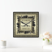 Art Deco Wedding Champagne Gold Gatsby Glamor Vierkante Klok (Huis)