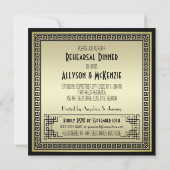 Art Deco Wedding Champagne Gold Rehearsal Dinner Kaart (Achterkant)