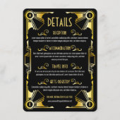 Art Deco Wedding Details Routering Gold Black Informatiekaartje (Voorkant)