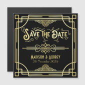 Art Deco Wedding Elegant Gold Black Save the Date (Voorkant / Achterkant)