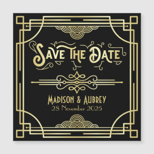 Art Deco Wedding Elegant Gold Black Save the Date