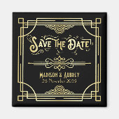 Art Deco Wedding Elegant Gold Black Save the Date Magneet (Voorkant)