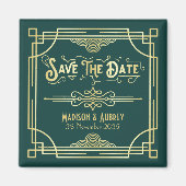 Art Deco Wedding Elegant Gold Green Save the Date Magneet (Voorkant)
