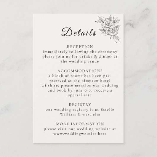 Art Deco Wedding Enclosure Card  Informatiekaartje (Voorkant)