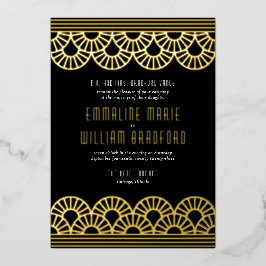 Art Deco Wedding Fan Gold Folie Uitnodiging