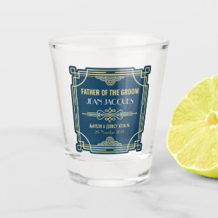 Art Deco Wedding Father of the Groom Gold Favor Shot Glas