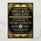 Art Deco Wedding Folie Folie Uitnodiging (Voorkant)