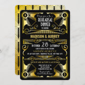 Art Deco Wedding Gold & Black Rehearsal Dinner Kaart (Voorkant / Achterkant)