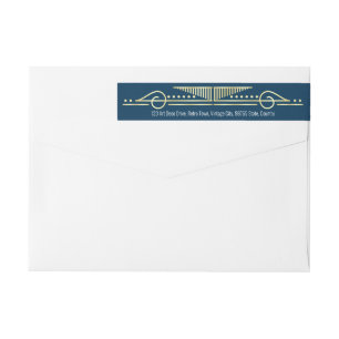 Art Deco Wedding Gold Blue Gatsby Return-adres