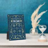 Art Deco Wedding Gold Blue Open Bar Menu Fotoplaat (Zijkant)