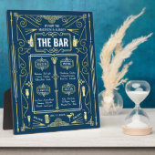 Art Deco Wedding Gold Blue Open Bar Party Menu Fotoplaat (Zijkant)