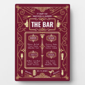 Art Deco Wedding Gold Burgundy Open Bar Fotoplaat (voorkant)
