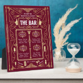 Art Deco Wedding Gold Burgundy Open Bar Menu Fotoplaat (Zijkant)