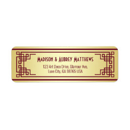 Art Deco Wedding Gold Burgundy Return-adres Etiket