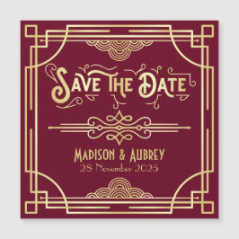 Art Deco Wedding Gold Burgundy Save the Date