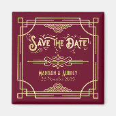 Art Deco Wedding Gold Burgundy Save the Date Magneet (Voorkant)