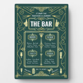 Art Deco Wedding Gold Green Open Bar Menu Fotoplaat (voorkant)