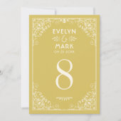 Art Deco Wedding Gold Ivory Table Number Kaart (Voorkant)