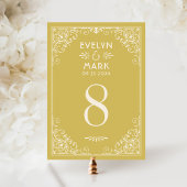 Art Deco Wedding Gold Ivory Table Number Kaart