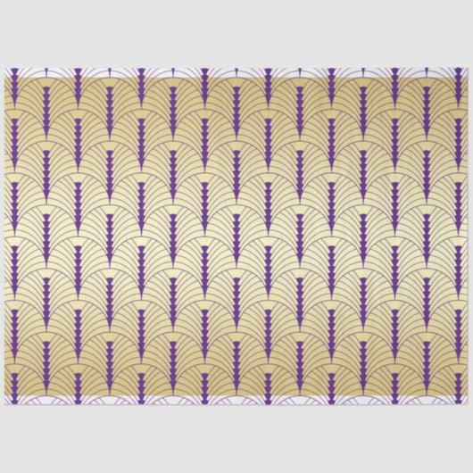 Art Deco Wedding Gold Paars Palmetto Pattern Tissuepapier (Voorkant)