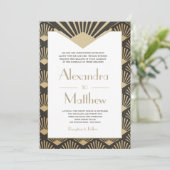 Art Deco Wedding Gold Pattern Roaring Twenties Kaart (Staand voorkant)