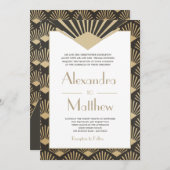 Art Deco Wedding Gold Pattern Roaring Twenties Kaart (Voorkant / Achterkant)
