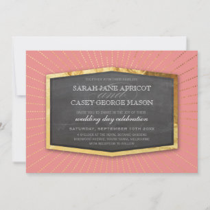 ART DECO WEDDING gold sunburst chalkboard koraal Kaart