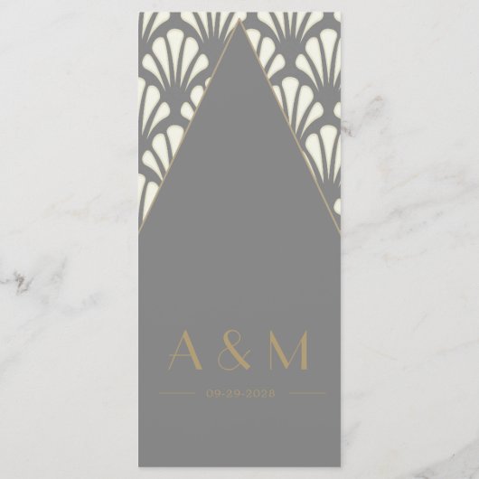 Art Deco Wedding Gray Roaring Twenties Menu (Achterkant)