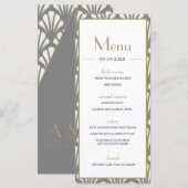 Art Deco Wedding Gray Roaring Twenties  Menu (Voorkant / Achterkant)