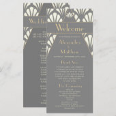 Art Deco Wedding Gray Roaring Twenties  Programmakaart (Voorkant / Achterkant)