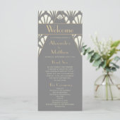 Art Deco Wedding Gray Roaring Twenties  Programmakaart (Staand voorkant)