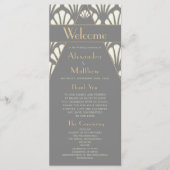 Art Deco Wedding Gray Roaring Twenties Programmakaart (Voorkant)