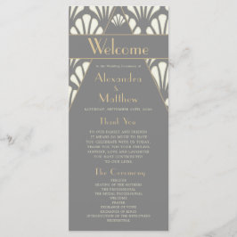 Art Deco Wedding Gray Roaring Twenties Programmakaart